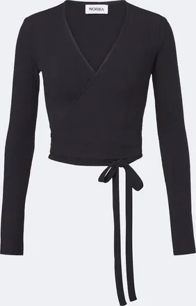 Norba Ribbed-knit wrap top