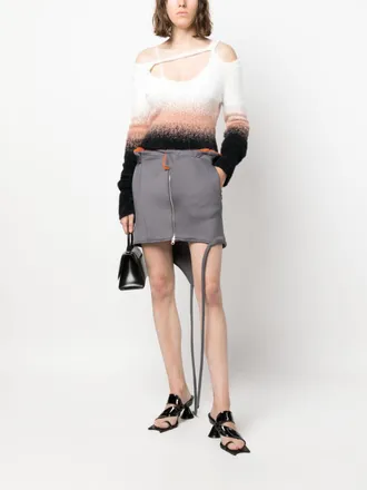 Ottolinger Asymmetric-Hem Zip-Up Skirt - Grey