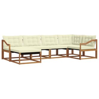 vidaXL Conjunto De Sof&aacute;s De Exterior Con Coj&iacute;n 6 Pcs Natural Y Crema Vidaxl