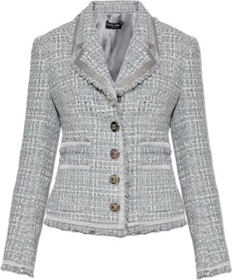 Dolce & Gabbana Tweed jasje met lurex draad - Dames - Blazers - Grijs - XS - Tweed - Jassen