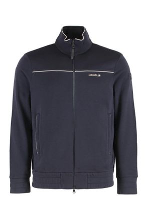 Moncler Blue Zip-Up Logo Sweatshirt
