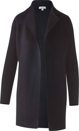 Kinross Cashmere Womens Rib Sleeve Coat In Black