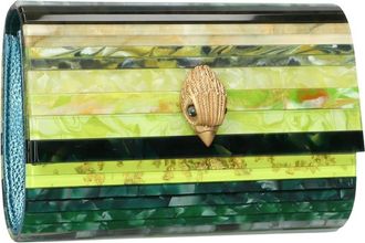 Kurt Geiger Tassen, Dames, Veelkleurig, ONE Size, Wol, Groene Party Eagle Clutch