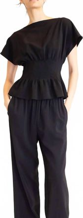 Solid & Striped Greer Peplum Blouse In Noir