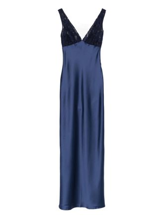 Atu Body Couture lace V-neck maxi dress - women - Polyester - S - Blue