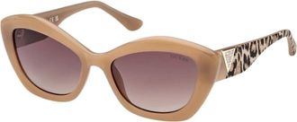 Guess Womens Guess Gradient Brown Lensed Shiny Beige Framed Sunglasses - Size: ONE size