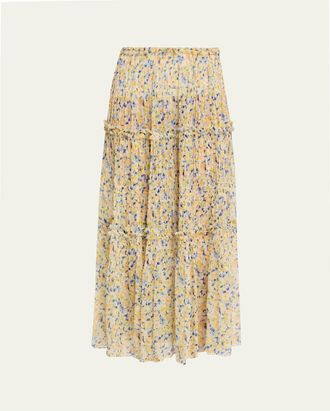 Ulla Johnson Virginie Floral Silk Chiffon Midi Skirt