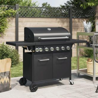 vidaXL Vidaxl - Griglia Barbecue a Gas con 7 Bruciatori Nero in Acciaio