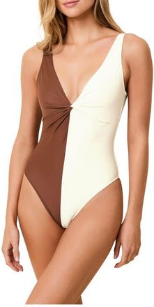 Solid & Striped The Enza Colorblock One-Piece Swimsuit in Brule/coconut at Nordstrom, Size X-Small