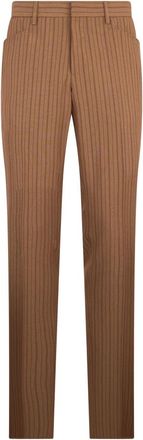 Moschino Broeken, Heren, Bruin, M, Wol, High-waist Slim Broeken