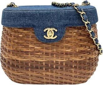 Chanel Pre-owned Vintage Schoudertas - Dames - Vintage Schoudertas - Bruin - ONE Size - Denim - Vintage