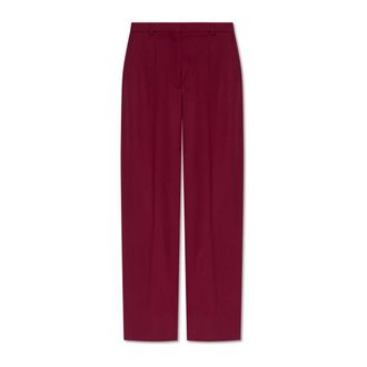 Stella McCartney Broeken, Dames, Rood, S, Wol, Wollen geplooide broek