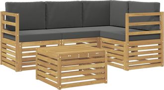 vidaXL Conjunto De Sof&aacute;s De Exterior 5 Uds. Blanco Y Antracita Vidaxl