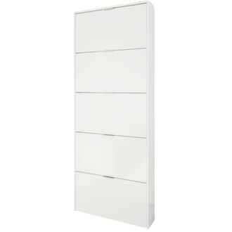 Calicosy Zapatero Alto Pasillo Color Blanco Brillo 5 Puertas 180x70x17 Cm