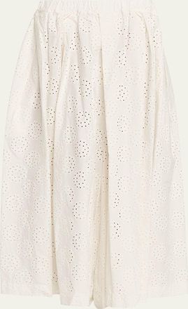 Comme Des Gar&ccedil;ons Eyelet-Embroidered Cotton Midi Skirt