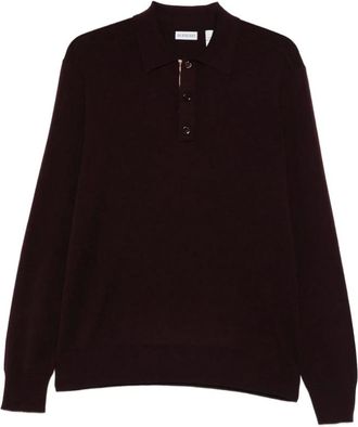 Burberry Polo Shirts, male, Red, M, Dark-Red Button Fastening Jumper