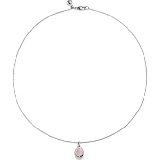 Monica Vinader Birthstone Locket Necklace in Sterling Silver /Rose Quartz at Nordstrom