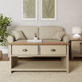 GFW Lancaster 2 Drawer Coffee Table in Cream