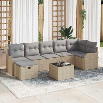 vidaXL Vidaxl - Conjunto De Sof&aacute; De Jard&iacute;n Con Coj&iacute;n 8 Pcs Beige Y Gris Claro
