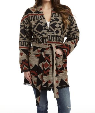 Drew Cheri Aztec Print Cardigan In Amber