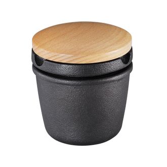 Zassenhaus Cast Iron Spice Grinding Set with Beechwood Lid, 3 Grinder, Black