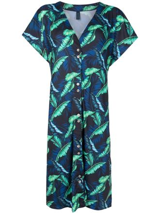 Lygia & Nanny Artemis leaf-print midi dress - Blue