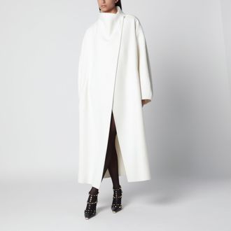 Frankie Shop Leroy White Wool Blend High-Neck Coat