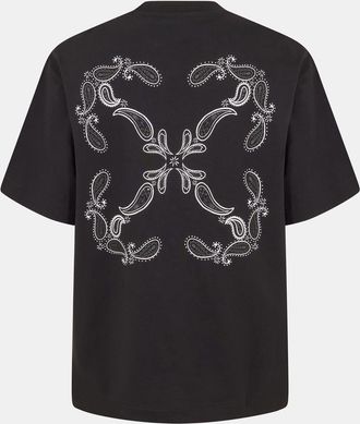 Off-white Mens Off White Bandana Crew Neck Short Sleeve T-Shirt in Black-White - Size X-Large