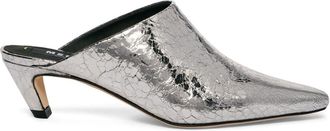 Msgm metallic leather mules - women - Leather/Leather/Leather - 40 - Silver