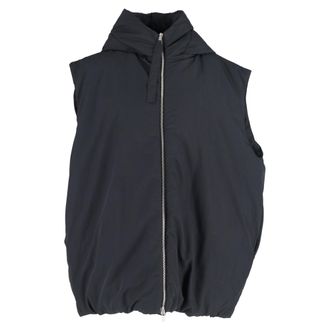 Jil Sander Hooded Down Vest in Black Recycled Polyester
