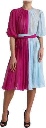 Dolce & Gabbana Kleedjes, Dames, Roze, S, Two Tone Midi Jurk