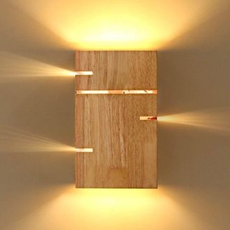 OEM Aplique De Pared De Madera Para Interiores, L&aacute;mpara De Pared Vintage Para Dormitorio E27, L&aacute;mpara De Mesilla De Noche Retro, Led Blanco C&aacute;lido 3000k, 