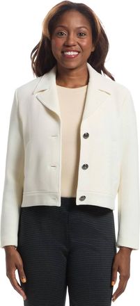 Elliott Lauren Top Knotch Button Closure Crop Jacket In Winter White