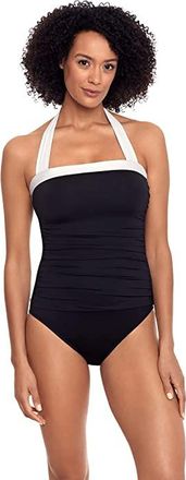 Lauren Ralph Lauren Bel Air Shirred Bandeau One-Piece Womens Swimsuits One Piece Black : 8, Nylon/Elastane