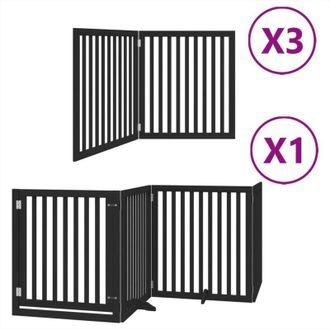 vidaXL Puerta De Perros Plegable 10 Paneles Madera &Aacute;lamo Negra 800 Cm Vidaxl