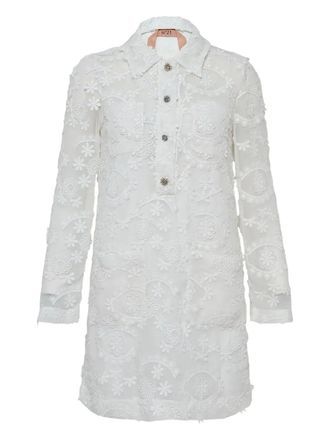 N&deg;21 floral-embroidered dress - women - Fabric - 38 - White