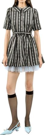 Anna Sui Ribbon Roses Belted Mini Dress in Black Multi at Nordstrom, Size 2