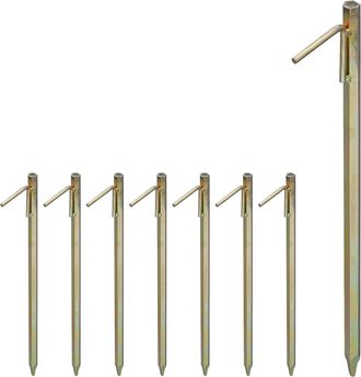 Relaxdays Set De Ocho Piquetas Xxl Para Camping, Anclaje Para Suelo Duro, 51cm, Acero Galvanizado, Amarillo