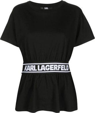 Karl Lagerfeld 999 T-shirt Fascia C/logo - Dames - T-shirts - Zwart - S - Katoen - Tops