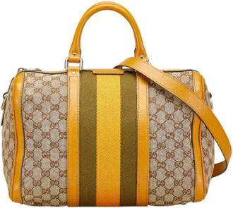 Gucci Pre-owned Weekend Bags, female, Yellow, Size: ONE SIZE Pre-owned Canvas gucci-bags