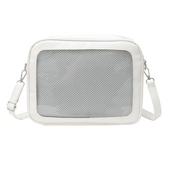 Generic Women Transparent Square Ita Bag with Pin Display Lolita Messenger Bag DIY Badge Crossbody Bag