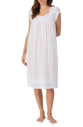 Eileen West Waltz Cap Sleeve Cotton Nightgown in Rosbud Print at Nordstrom, Size X-Large