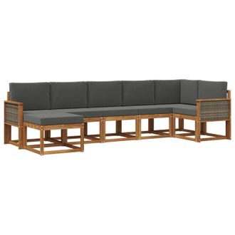 vidaXL Conjunto De Sof&aacute;s De Exterior 7 Pcs Natural Y Antracita Vidaxl