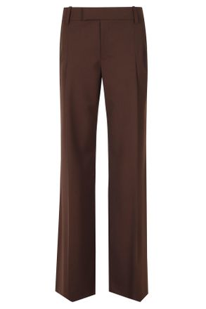 Federica Tosi Dark Brown Frescolana Darts Straight-Leg Polyester-Blend Pants