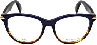 Rag & Bone Ladies Blue Rectangular Eyeglass Frames RNB3014-1