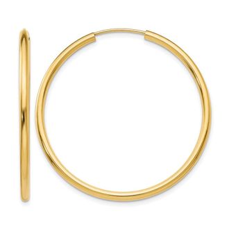 Diamond2Deal 10k Gold 2mm Round Endless Hoop Earrings
