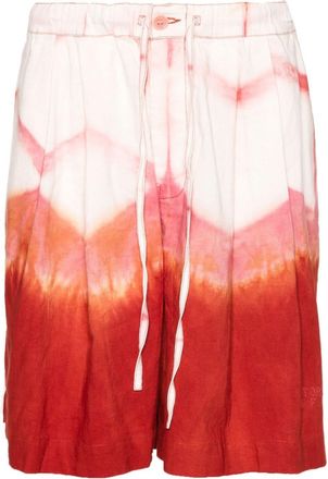 Story mfg. Bridge Grapefruit Clamp-dye shorts - unisex - Linen/Flax/Cotton - L - Red