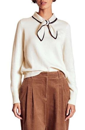 Boden Bow Detail Sweater in Warm Ivory at Nordstrom Rack, Size X-Small