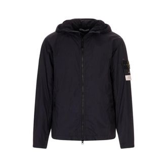 Stone Island Rain Jackets, male, Blue, Size: M Crinkle Reps NY Jacket