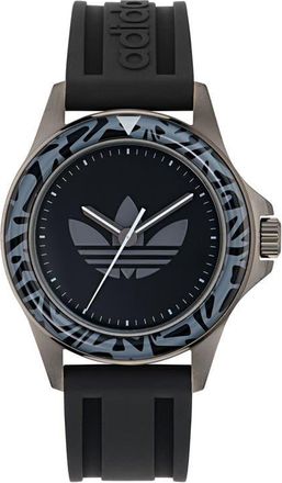 adidas Expression One Silicone Strap Watch, 44mm in Black at Nordstrom